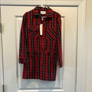 Current/Elliott Red Plaid Mini Dress